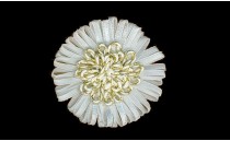 FLOWER FROM SATIN 3 mm WITH RAYON WHITE GOLD