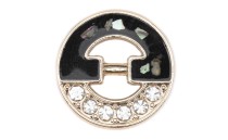BUTTON METAL GOLD WITH STRASS WITH BLACK ENAMEL