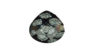 STONE SEWING BEAD BLACK SILVER